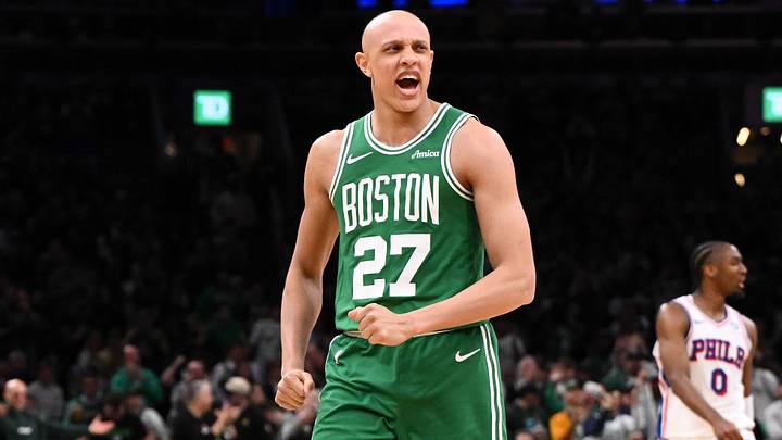 Apr 21, 2026; Boston, Massachusetts, USA; Boston Celtics guard Jordan Walsh (27) reacts after scoring a basket against the Philadelphia 76ers in the second half of a game two of the first round of the 2026 NBA Playoffs at TD Garden. Mandatory Credit: Brian Fluharty-Imagn Images Apr 21, 2026; Boston, Massachusetts, USA; Boston Celtics guard Jordan Walsh (27) reacts after scoring a basket against the Philadelphia 76ers in the second half of a game two of the first round of the 2026 NBA Playoffs at TD Garden. Mandatory Credit: Brian Fluharty-Imagn Images