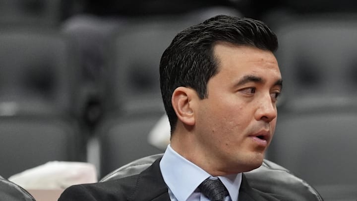 Toronto Raptors general manager Bobby Webster (left) and Maple Leaf Sports and Entertainment president and CEO Keith Pelley Toronto Raptors general manager Bobby Webster (left) and Maple Leaf Sports and Entertainment president and CEO Keith Pelley