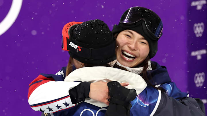 Chloe Kim immediately went to Choi Ga-on to celebrate her gold medal win.