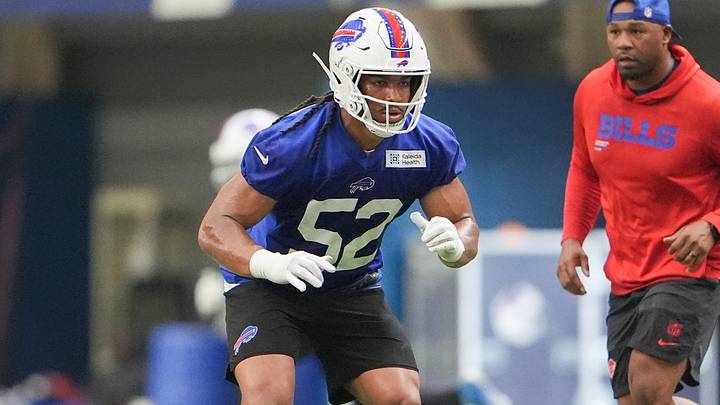 Buffalo Bills linebacker Kaleb Elarms-Orr trains during Buffalo Bills Minicamp.