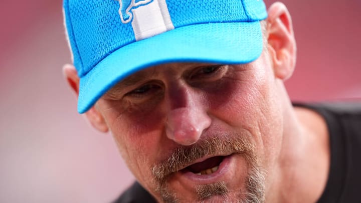 Detroit Lions head coach Dan Campbell looks on before the game against the Arizona Cardinals Detroit Lions head coach Dan Campbell looks on before the game against the Arizona Cardinals