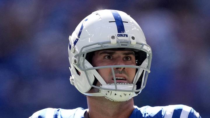 Indianapolis Colts quarterback Daniel Jones reacts after throwing a red zone interception Indianapolis Colts quarterback Daniel Jones reacts after throwing a red zone interception
