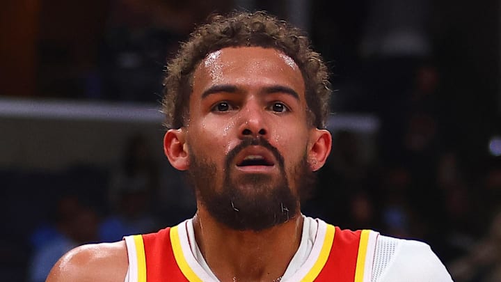 Trae Young #11 of the Atlanta Hawks looks on against the Memphis Grizzlies.