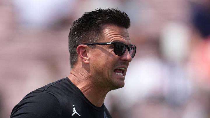 May 2, 2026; Pasadena, CA, USA; UCLA Bruins coach Bob Chesney reacts during the spring game at Rose Bowl. Mandatory Credit: Kirby Lee-Imagn Images May 2, 2026; Pasadena, CA, USA; UCLA Bruins coach Bob Chesney reacts during the spring game at Rose Bowl. Mandatory Credit: Kirby Lee-Imagn Images