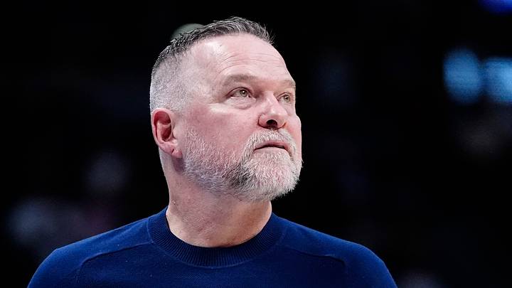 Mar 28, 2025; Denver, Colorado, USA; Denver Nuggets head coach Michael Malone during the second quarter against the Utah Jazz at Ball Arena. Mandatory Credit: Ron Chenoy-Imagn Images Mar 28, 2025; Denver, Colorado, USA; Denver Nuggets head coach Michael Malone during the second quarter against the Utah Jazz at Ball Arena. Mandatory Credit: Ron Chenoy-Imagn Images