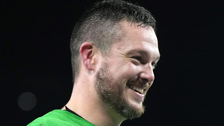 Dec 28, 2022; San Diego, CA, USA; Oregon Ducks head coach Dan Lanning reacts after the 2022 Holiday Bowl against the North Carolina Tar Heels at Petco Park. Mandatory Credit: Kirby Lee-Imagn Images