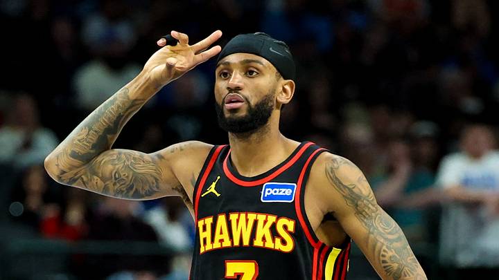 Atlanta Hawks guard Nickeil Alexander-Walker (7) reacts after scoring against the Dallas Mavericks during the second half at American Airlines Center, Mar 18, 2026. Atlanta Hawks guard Nickeil Alexander-Walker (7) reacts after scoring against the Dallas Mavericks during the second half at American Airlines Center, Mar 18, 2026.