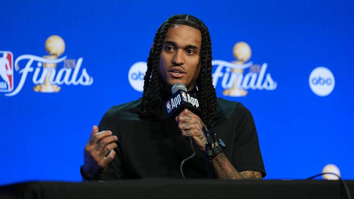 Jun 2, 2026; San Antonio, TX, USA; New York Knicks guard Jordan Clarkson (00) talks to the press during media day for the 2026 NBA Finals at Frost Bank Center. Mandatory Credit: Daniel Dunn-Imagn Images Jun 2, 2026; San Antonio, TX, USA; New York Knicks guard Jordan Clarkson (00) talks to the press during media day for the 2026 NBA Finals at Frost Bank Center. Mandatory Credit: Daniel Dunn-Imagn Images