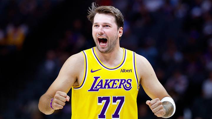 Oct 5, 2026; Sacramento, California, USA; Los Angeles Lakers guard Luka Doncic (77) reacts after a play dfirst quarter against the Sacramento Kings at Golden 1 Center. Mandatory Credit: Sergio Estrada-Imagn Images Oct 5, 2026; Sacramento, California, USA; Los Angeles Lakers guard Luka Doncic (77) reacts after a play dfirst quarter against the Sacramento Kings at Golden 1 Center. Mandatory Credit: Sergio Estrada-Imagn Images