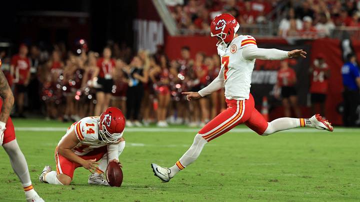 Kansas City Chiefs placekicker Harrison Butker (7) Kansas City Chiefs placekicker Harrison Butker (7)