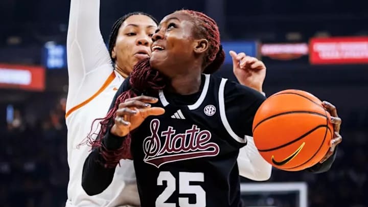 Mississippi State Forward Favour Nwaedozi (#25) during the game between the Texas Longhorns and the Mississippi State Bulldogs at the United Supermarkets Arena in Austin, TX.