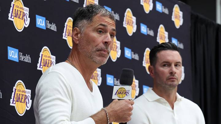 Sep 24, 2026; Los Angeles, CA, USA; Los Angeles Lakers president of basketball operations and general manager Rob Pelinka (left) and head coach JJ Redick speak to the media during a press conference at UCLA Health Training Center. Mandatory Credit: Kiyoshi Mio-Imagn Images Sep 24, 2026; Los Angeles, CA, USA; Los Angeles Lakers president of basketball operations and general manager Rob Pelinka (left) and head coach JJ Redick speak to the media during a press conference at UCLA Health Training Center. Mandatory Credit: Kiyoshi Mio-Imagn Images