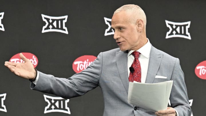Big 12 Conference commissioner Brett Yormark speaks to the media during the Big 12 Media Days at Allegiant Stadium in Las Vegas.