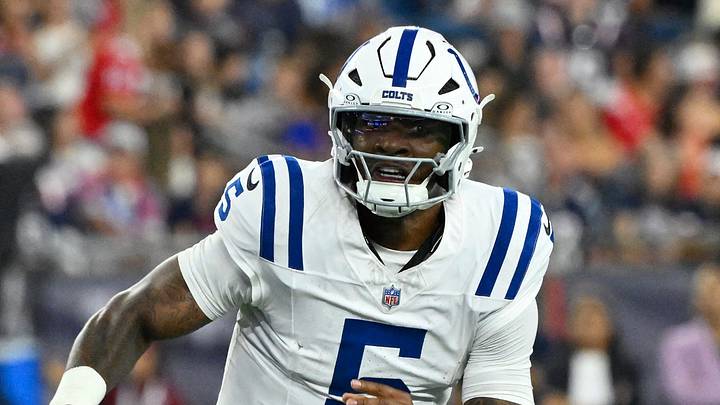Aug 13, 2026; Foxborough, Massachusetts, USA; Indianapolis Colts quarterback Anthony Richardson Sr. (5) scrambles with the ball during the first half against the New England Patriots at Gillette Stadium. Mandatory Credit: Eric Canha-Imagn Images Aug 13, 2026; Foxborough, Massachusetts, USA; Indianapolis Colts quarterback Anthony Richardson Sr. (5) scrambles with the ball during the first half against the New England Patriots at Gillette Stadium. Mandatory Credit: Eric Canha-Imagn Images