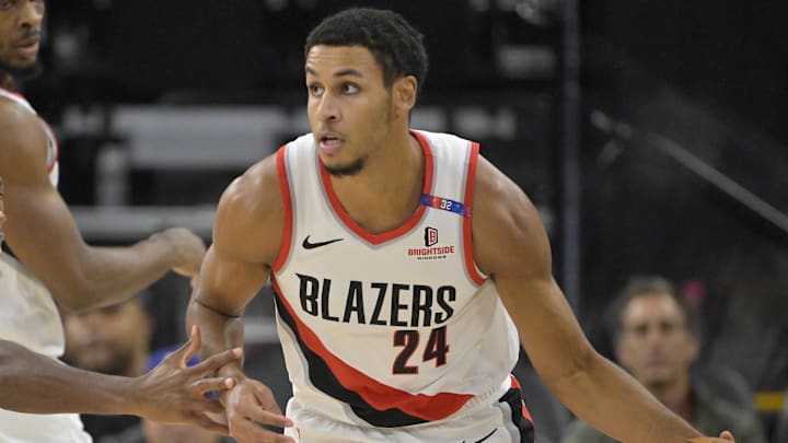 Oct 30, 2024; Inglewood, California, USA; Los Angeles Clippers guard Kris Dunn (8) defends Portland Trail Blazers forward Kris Murray (24) in the first half at Intuit Dome. Mandatory Credit: Jayne Kamin-Oncea-Imagn Images Oct 30, 2024; Inglewood, California, USA; Los Angeles Clippers guard Kris Dunn (8) defends Portland Trail Blazers forward Kris Murray (24) in the first half at Intuit Dome. Mandatory Credit: Jayne Kamin-Oncea-Imagn Images