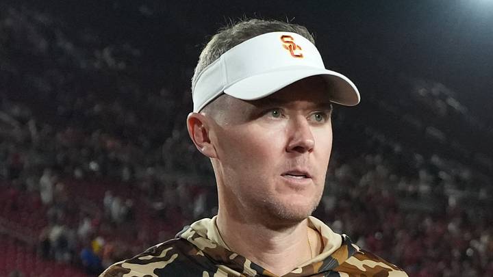 Sep 12, 2026; Los Angeles, California, USA; Southern California Trojans head coach Lincoln Riley reacts after the game against the Louisiana Ragin' Cajuns at United Airlines Field at Los Angeles Memorial Coliseum. Mandatory Credit: Kirby Lee-Imagn Images