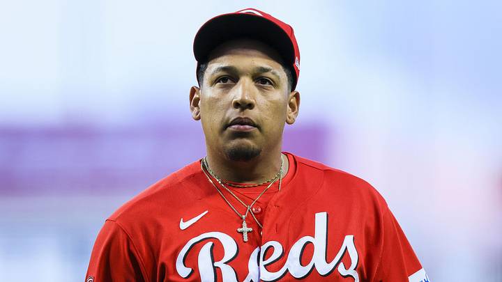 Cincinnati Reds relief pitcher Jose Franco (74) walks off the field