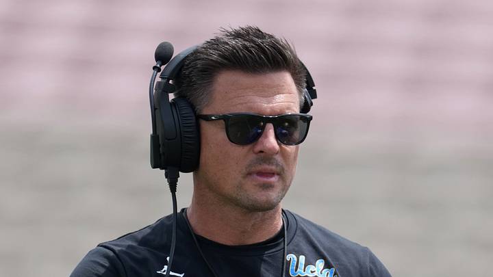 May 2, 2026; Pasadena, CA, USA; UCLA Bruins coach Bob Chesney reacts during the spring game at Rose Bowl. Mandatory Credit: Kirby Lee-Imagn Images May 2, 2026; Pasadena, CA, USA; UCLA Bruins coach Bob Chesney reacts during the spring game at Rose Bowl. Mandatory Credit: Kirby Lee-Imagn Images