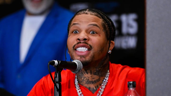 Gervonta "Tank" Davis speaks during a 2024 press conference. Gervonta "Tank" Davis speaks during a 2024 press conference.