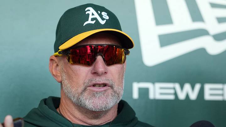 May 16, 2026; West Sacramento, California, USA; Athletics manager Mark Kotsay (7) talks to media members before the game against the San Francisco Giants at Sutter Health Park. Mandatory Credit: Darren Yamashita-Imagn Images May 16, 2026; West Sacramento, California, USA; Athletics manager Mark Kotsay (7) talks to media members before the game against the San Francisco Giants at Sutter Health Park. Mandatory Credit: Darren Yamashita-Imagn Images