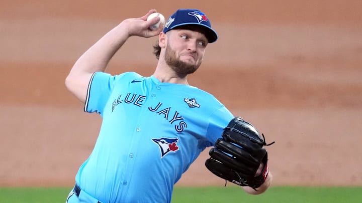 Blue Jays pitcher Trey Yesavage limited the Dodgers to one run on three hits while walking none and striking out 12 in seven innings. 
