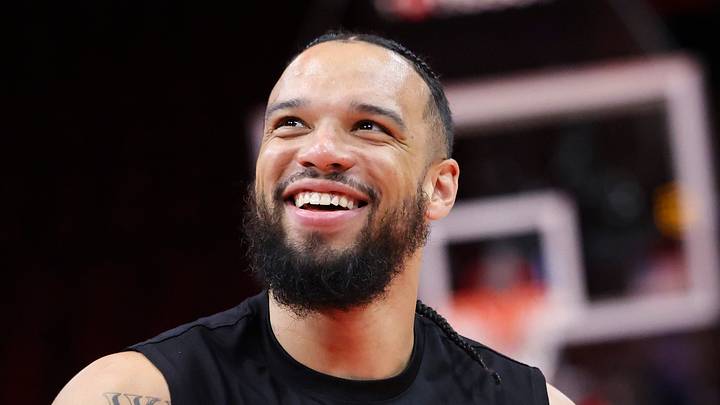 Houston, Texas, USA; Houston Rockets forward Dillon Brooks (9) smiles before the game against the San Antonio Spurs at Toyota Center on Feb 26, 2025.