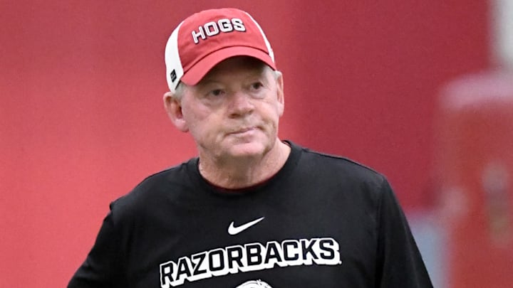 Arkansas Razorbacks offensive coordinator Bobby Petrino during practices at the indoor football center in Fayetteville, Ark. Arkansas Razorbacks offensive coordinator Bobby Petrino during practices at the indoor football center in Fayetteville, Ark.