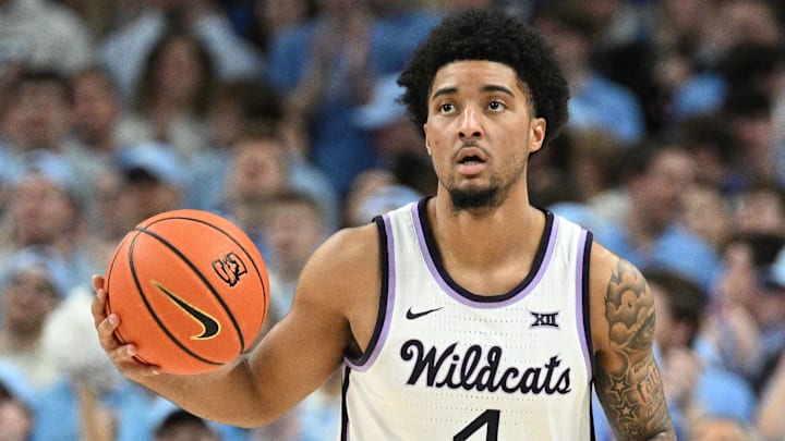 Kansas State Wildcats guard PJ Haggerty (4) dribbles against the Creighton Bluejays during the first half at CHI Health Center Omaha. 