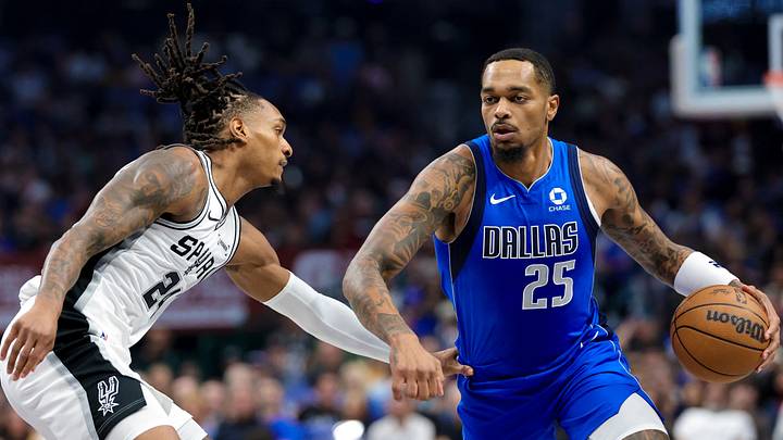 Oct 24, 2026; Dallas, Texas, USA; Dallas Mavericks forward P.J. Washington (25) dribbles as San Antonio Spurs guard Devin Vassell (24) defends during the first quarter at American Airlines Center. Mandatory Credit: Kevin Jairaj-Imagn Images Oct 24, 2026; Dallas, Texas, USA; Dallas Mavericks forward P.J. Washington (25) dribbles as San Antonio Spurs guard Devin Vassell (24) defends during the first quarter at American Airlines Center. Mandatory Credit: Kevin Jairaj-Imagn Images