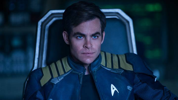 Chris Pine plays Kirk in Star Trek Beyond from Paramount Pictures, Skydance, Bad Robot, Sneaky Shark and Perfect Storm Entertainment Chris Pine plays Kirk in Star Trek Beyond from Paramount Pictures, Skydance, Bad Robot, Sneaky Shark and Perfect Storm Entertainment
