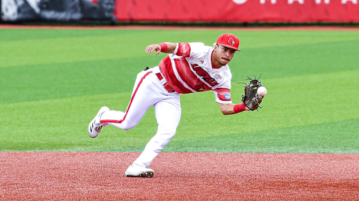 Louisville baseball player vs. Miami in game two of the 2025 Louisville Super Regional.