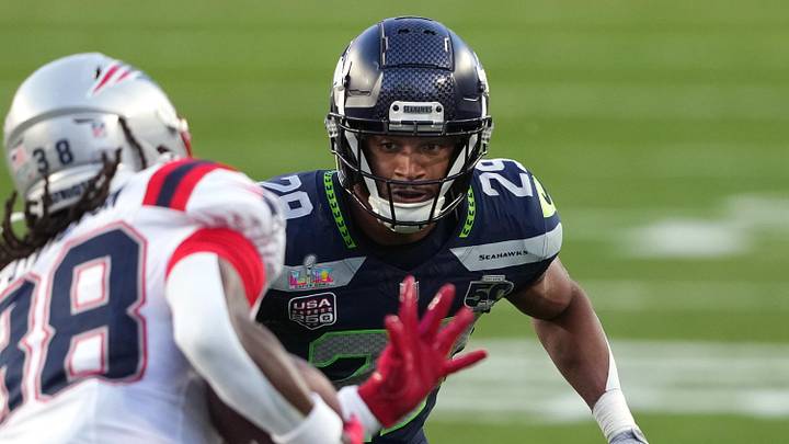 Feb 8, 2026; Santa Clara, CA, USA; Seattle Seahawks cornerback Josh Jobe (29) pursues New England Patriots running back Rhamondre Stevenson (38) during the second quarter in Super Bowl LX at Levi's Stadium. Mandatory Credit: Darren Yamashita-Imagn Images Feb 8, 2026; Santa Clara, CA, USA; Seattle Seahawks cornerback Josh Jobe (29) pursues New England Patriots running back Rhamondre Stevenson (38) during the second quarter in Super Bowl LX at Levi's Stadium. Mandatory Credit: Darren Yamashita-Imagn Images