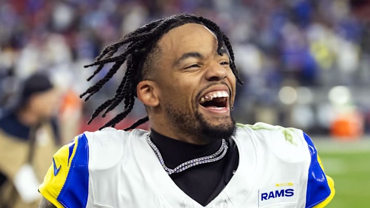 Los Angeles Rams cornerback Cobie Durant. Mandatory Credit: Mark J. Rebilas-Imagn Images