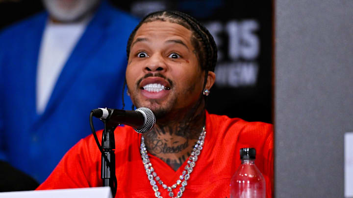 GERVONTA DAVIS having fun and full of energy during the press conference on May 5, 2024.