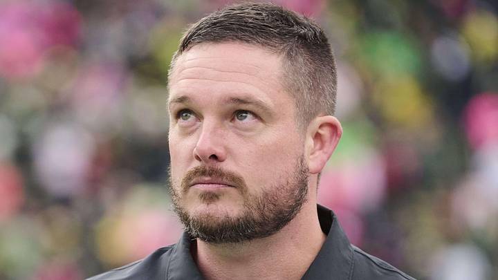 Oct 22, 2022; Eugene, Oregon, USA; Oregon Ducks head coach Dan Lanning watches the clock during the second half against the UCLA Bruins at Autzen Stadium. The Ducks won the game 45-30. Mandatory Credit: Troy Wayrynen-Imagn Images Oct 22, 2022; Eugene, Oregon, USA; Oregon Ducks head coach Dan Lanning watches the clock during the second half against the UCLA Bruins at Autzen Stadium. The Ducks won the game 45-30. Mandatory Credit: Troy Wayrynen-Imagn Images