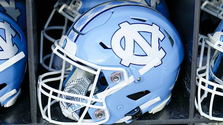 Sep 2, 2023; Charlotte, North Carolina, USA; North Carolina Tar Heels helmets during the first quarter against the South Carolina Gamecocks at Bank of America Stadium. Mandatory Credit: Jim Dedmon-USA TODAY Sports Sep 2, 2023; Charlotte, North Carolina, USA; North Carolina Tar Heels helmets during the first quarter against the South Carolina Gamecocks at Bank of America Stadium. Mandatory Credit: Jim Dedmon-USA TODAY Sports
