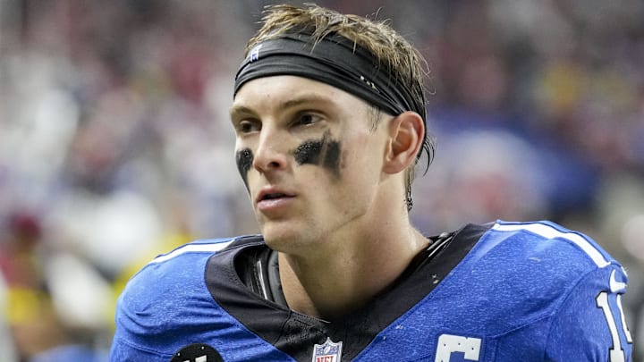 Dec 22, 2025; Indianapolis, Indiana, USA; Indianapolis Colts wide receiver Alec Pierce (14) leaves the field after losing a game against the San Francisco 49ers at Lucas Oil Stadium. Mandatory Credit: Christine Tannous-USA TODAY Network via Imagn Images