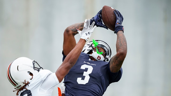 Auburn Tigers wide receiver Perry Thompson is making an impression in his first spring practice. Auburn Tigers wide receiver Perry Thompson is making an impression in his first spring practice.