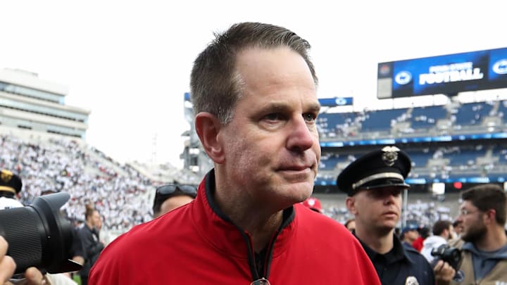 Nov 8, 2025; University Park, Pennsylvania, USA; Indiana Hoosiers head coach Curt Cignetti walks off the field following the game against the Penn State Nittany Lions at Beaver Stadium.