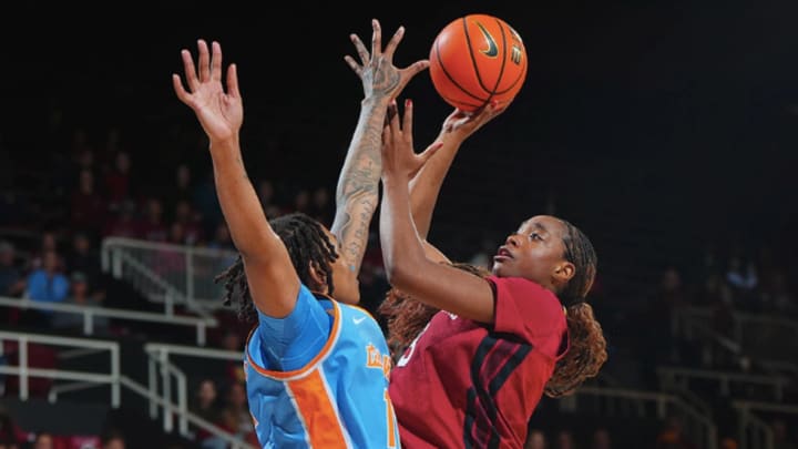 Nunu Agara attempts a shot against Tennessee at Maples 