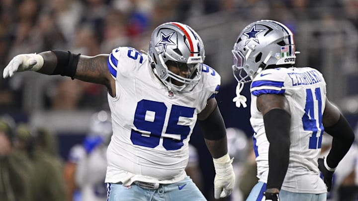 Dallas Cowboys defensive tackle Kenny Clark celebrates with Donovan Ezeiruaku after a sack against the Arizona Cardinals Dallas Cowboys defensive tackle Kenny Clark celebrates with Donovan Ezeiruaku after a sack against the Arizona Cardinals