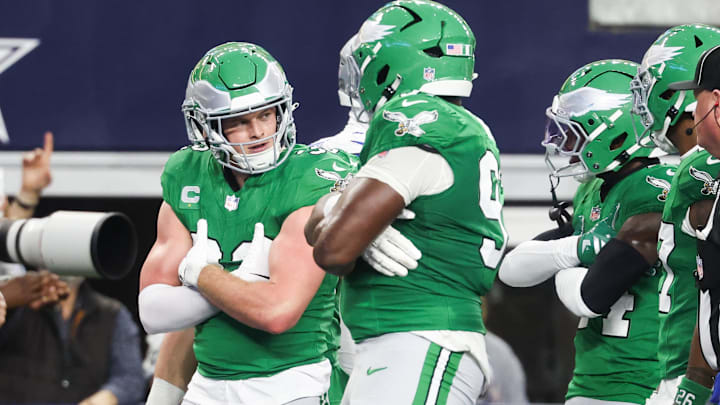 Philadelphia Eagles safety Reed Blankenship celebrates after an interception against the Dallas Cowboys.