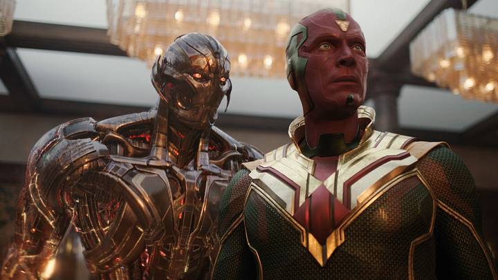 (L TO R) James Spader as Ultron and Paul Bettany as Vision in VisionQuest exclusively on Disney+. 