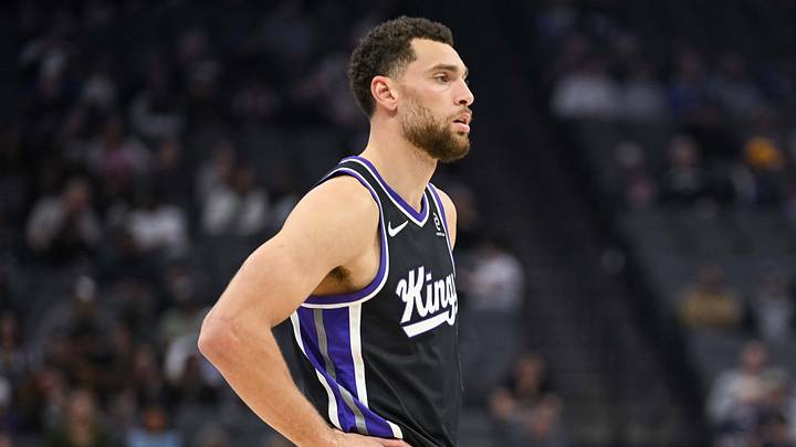 Feb 4, 2026; Sacramento, California, USA; Sacramento Kings guard Zach LaVine (8) during a free throw in the second quarter against the Memphis Grizzlies at Golden 1 Center. Mandatory Credit: Ed Szczepanski-Imagn Images