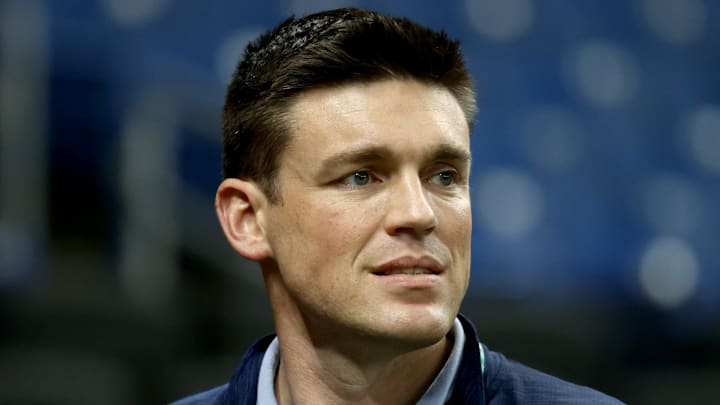 Oct 7, 2021; St. Petersburg, Florida, USA; Tampa Bay Rays general manager Erik Neander before game one of the 2021 ALDS at Tropicana Field. Oct 7, 2021; St. Petersburg, Florida, USA; Tampa Bay Rays general manager Erik Neander before game one of the 2021 ALDS at Tropicana Field.