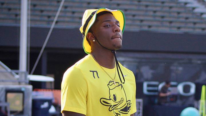 July 27, 2024; Eugene, OR, USA; Kendre Harrison part of the top-ranked recruits flocked to Eugene for the 2024 Oregon Ducks Saturday Night Live ; Mandatory credit: Zachary Neel-USA TODAY NETWORK via Imagn Images July 27, 2024; Eugene, OR, USA; Kendre Harrison part of the top-ranked recruits flocked to Eugene for the 2024 Oregon Ducks Saturday Night Live ; Mandatory credit: Zachary Neel-USA TODAY NETWORK via Imagn Images