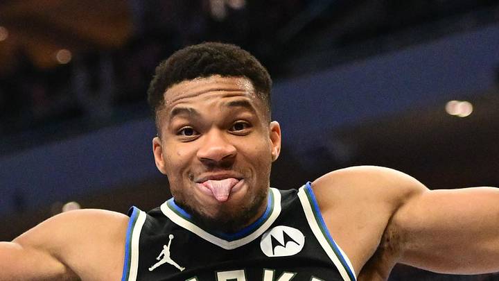 Milwaukee Bucks forward Giannis Antetokounmpo (34) reacts after dunking a basket in the third quarter against the Indiana Pacers at Fiserv Forum on Nov 22, 2024.