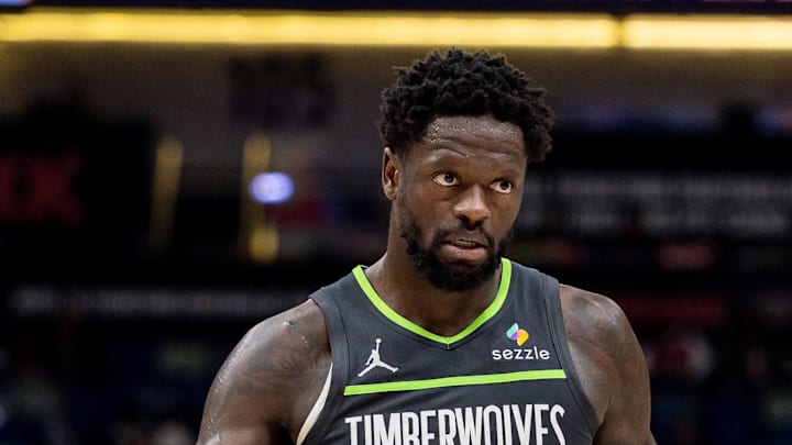 Dec 4, 2025; New Orleans, Louisiana, USA; Minnesota Timberwolves forward/center Julius Randle (30) claps hands with guard Anthony Edwards (5) after a play against the New Orleans Pelicans during the second half at Smoothie King Center. Mandatory Credit: Stephen Lew-Imagn Images Dec 4, 2025; New Orleans, Louisiana, USA; Minnesota Timberwolves forward/center Julius Randle (30) claps hands with guard Anthony Edwards (5) after a play against the New Orleans Pelicans during the second half at Smoothie King Center. Mandatory Credit: Stephen Lew-Imagn Images