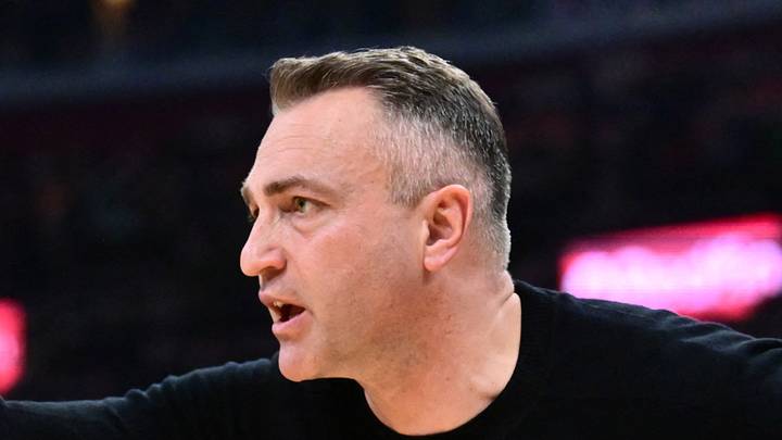 Toronto Raptors head coach Darko Rajakovic reacts against the Cleveland Cavaliers. Toronto Raptors head coach Darko Rajakovic reacts against the Cleveland Cavaliers.