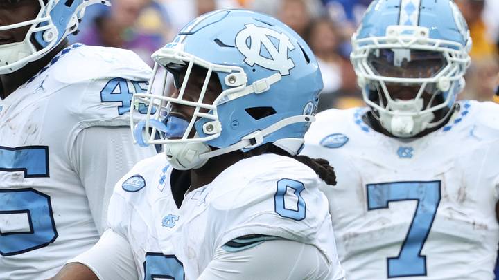 Oct 10, 2026; Pittsburgh, Pennsylvania, USA; North Carolina Tar Heels tight end Jelani Thurman (45) and running back Demon June (0) celebrate a touchdown by June during the third quarter against the Pittsburgh Panthers at Acrisure Stadium. Mandatory Credit: Charles LeClaire-Imagn Images Oct 10, 2026; Pittsburgh, Pennsylvania, USA; North Carolina Tar Heels tight end Jelani Thurman (45) and running back Demon June (0) celebrate a touchdown by June during the third quarter against the Pittsburgh Panthers at Acrisure Stadium. Mandatory Credit: Charles LeClaire-Imagn Images